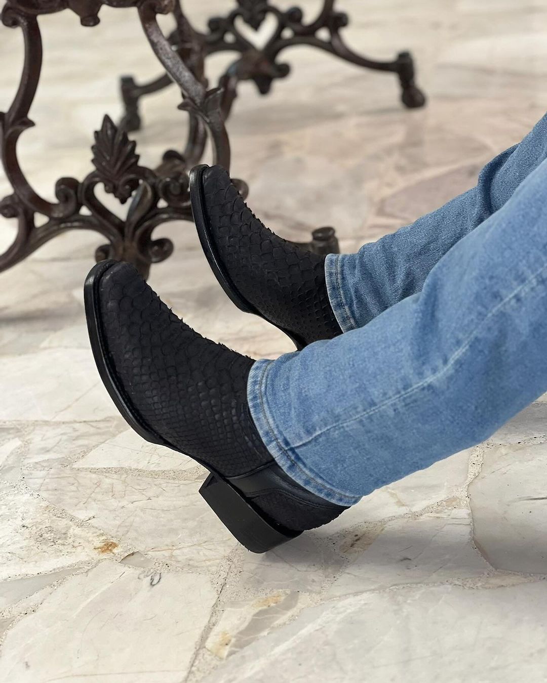 Classic Italian Python Cowboy Boots