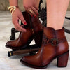 Vintage Western Cowboy Boots Side Buckle Detail Pointed Ankle Boots
