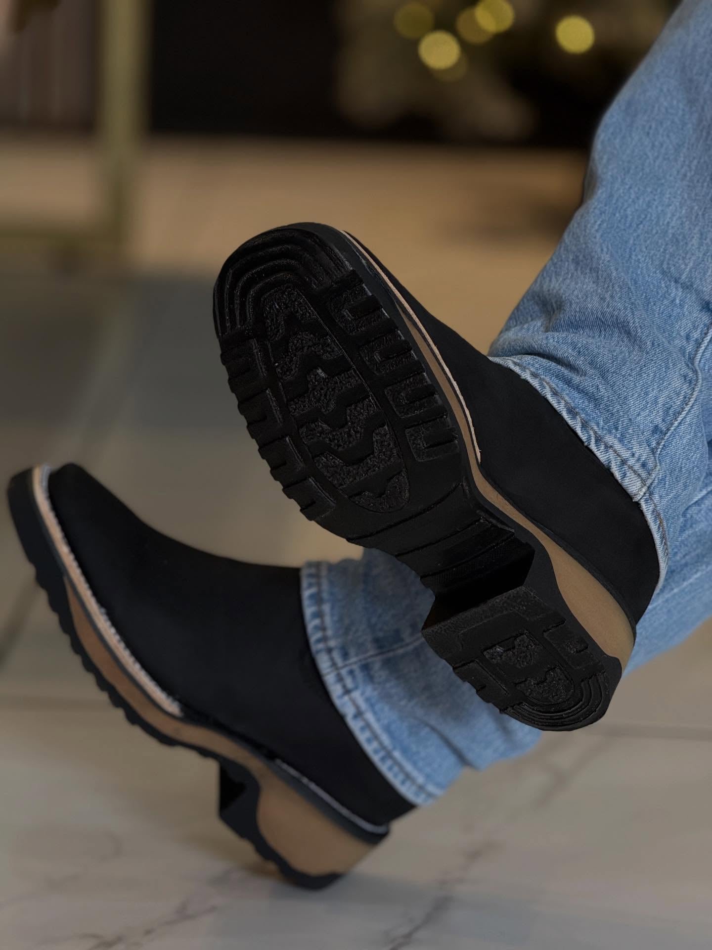 Suede Western Cowboy Ankle Boots