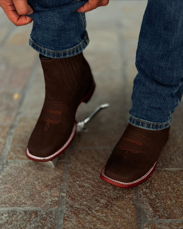 Italian Suede Embroidered Ankle Boots