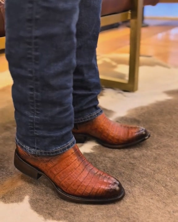 Vintage Printed Crocodile Leather Cowboy Boots