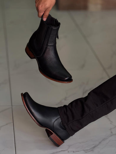 Solid Color Handmade Cowhide Ankle Boots