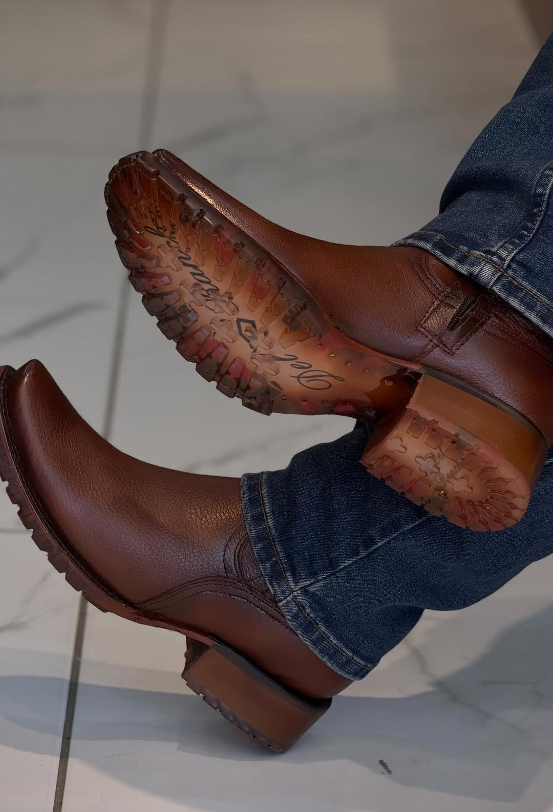Vintage Western Deerskin Cowboy Boots