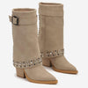 Glitter Appliquéd Block-heeled Boots