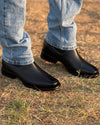 Elegant Pointed Toe Cowhide Ankle Boots