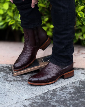 Vintage Ostrich Skin Ankle Boots