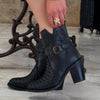 Buckle-Heel Hollow-Out Ankle Boots