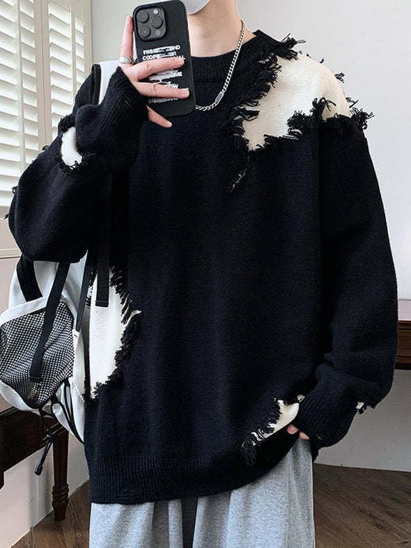 Men's Distressed Knitted Sweater