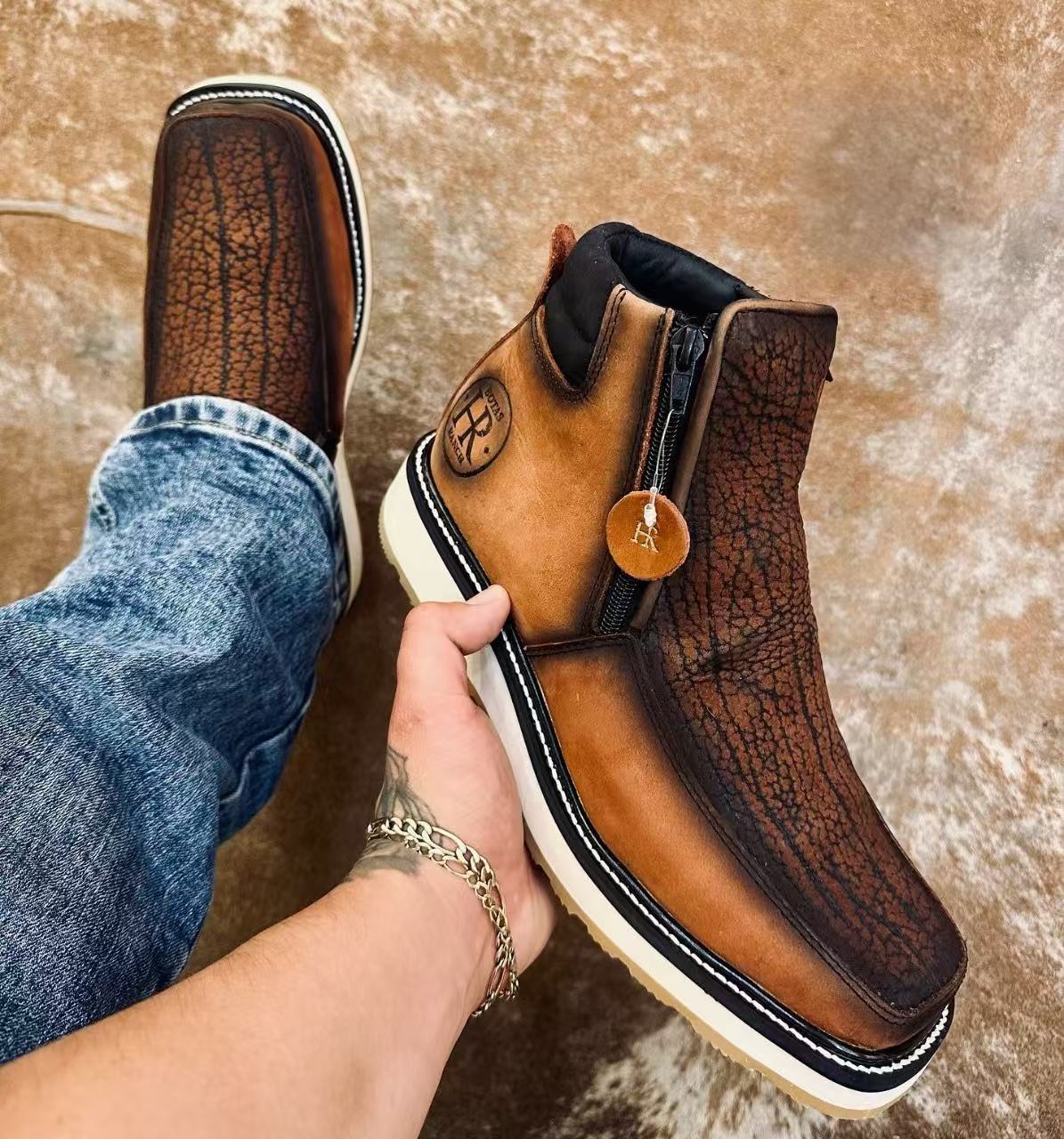 Italian Hand Carved Cowboy Boots