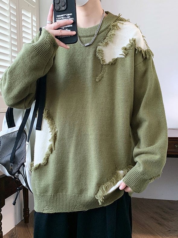 Men's Distressed Knitted Sweater