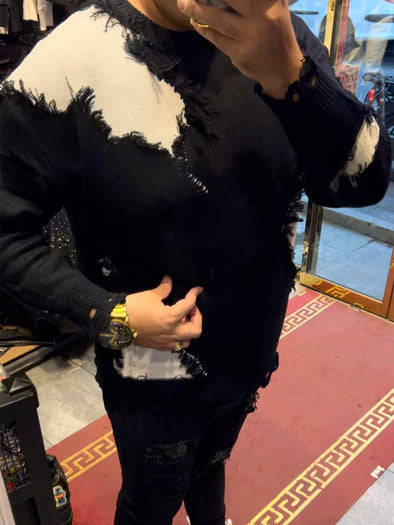 Men's Distressed Knitted Sweater