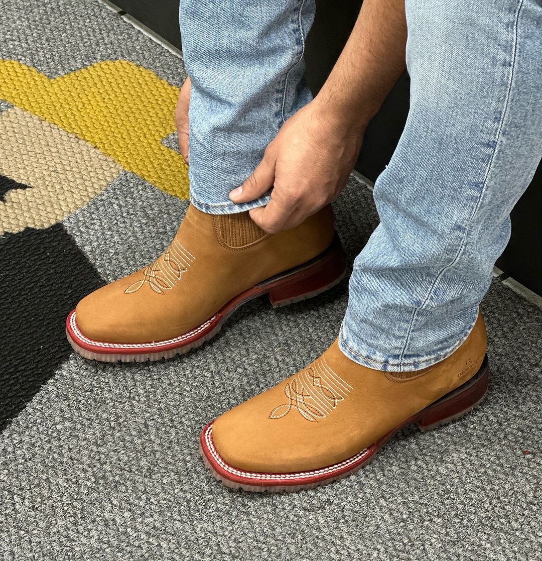 Vintage Embroidered Square Toe Boots