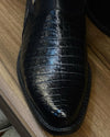 Men's Crocodile-Print Handmade Leather Boots