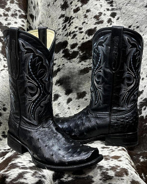 Exotic Ostrich Leather Ranch Boots