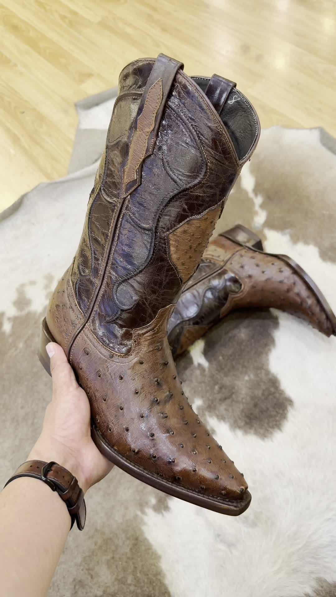 Original Ostrich Skin J-Toe Boots
