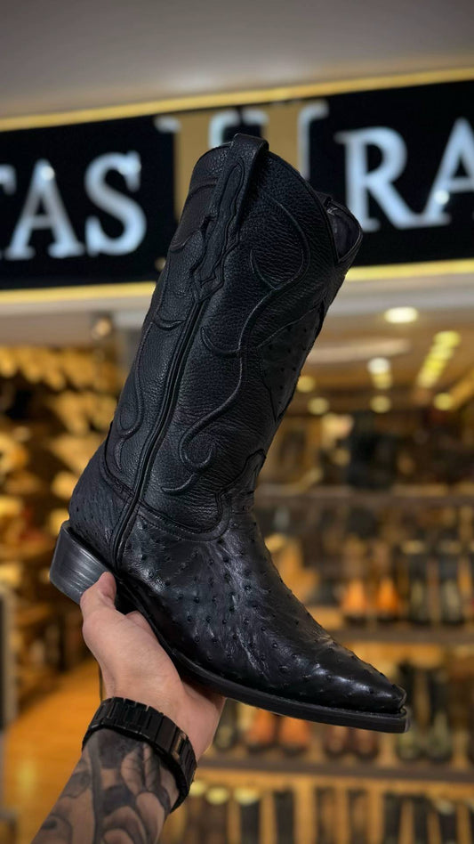 Original Ostrich Skin J-Toe Boots