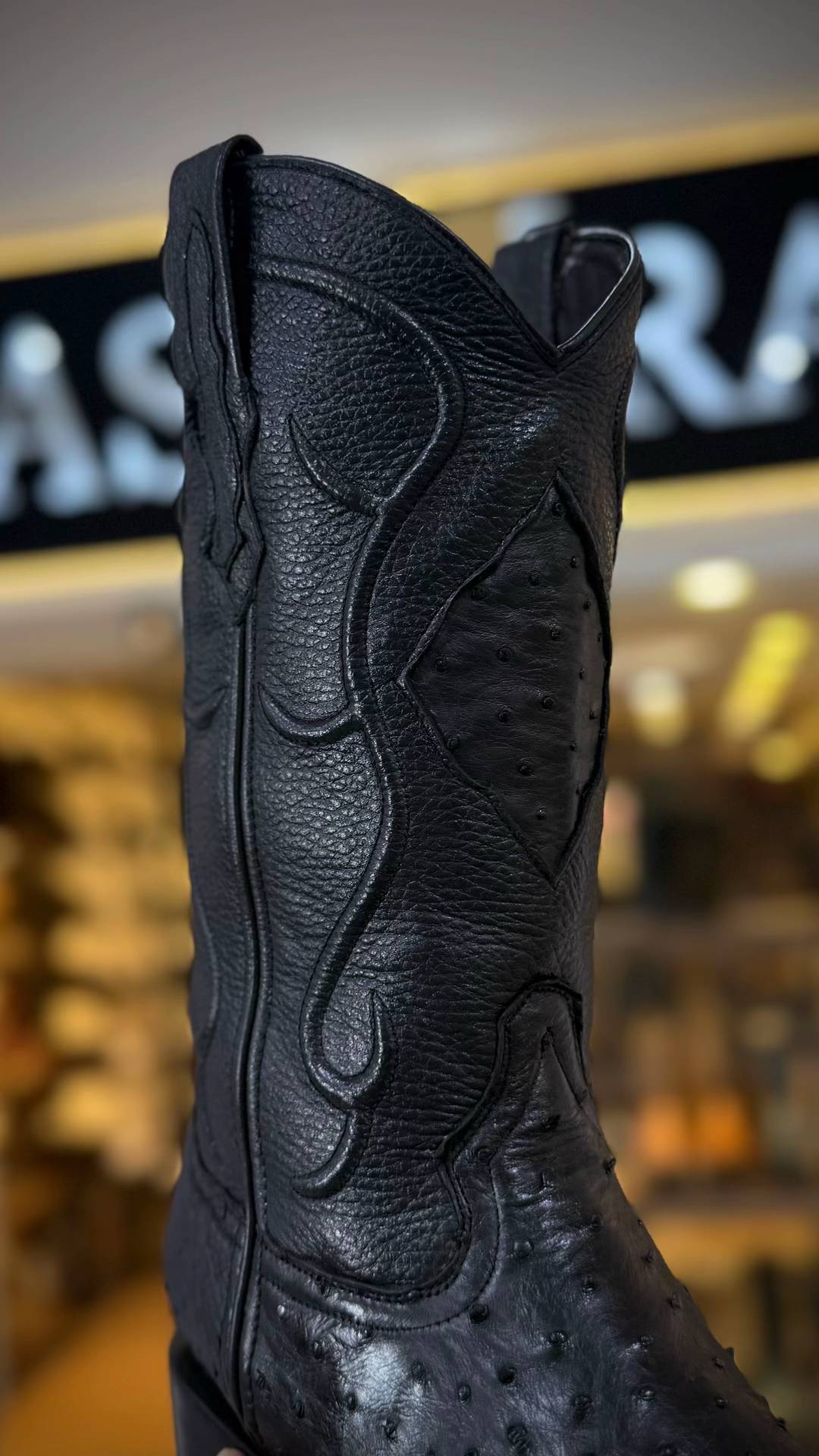 Original Ostrich Skin J-Toe Boots