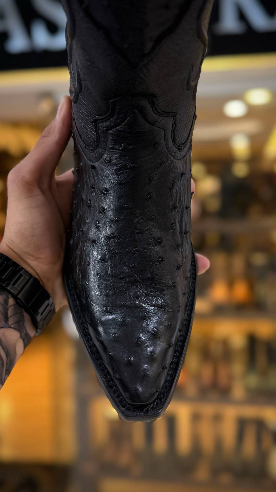 Original Ostrich Skin J-Toe Boots
