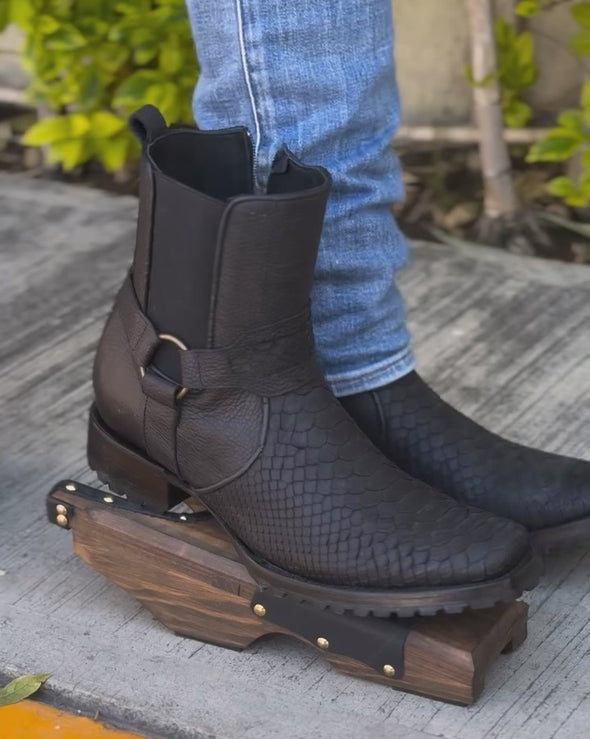 Handmade Color-blocked Python Boots