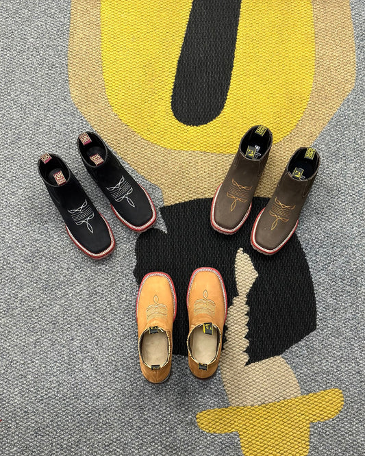 Vintage Embroidered Square Toe Boots