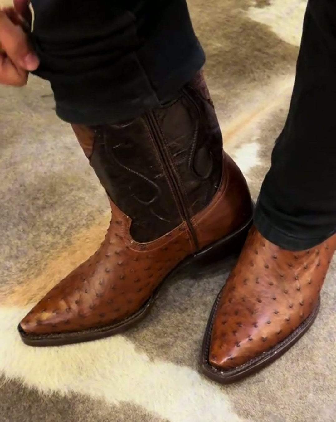 Original Ostrich Skin J-Toe Boots