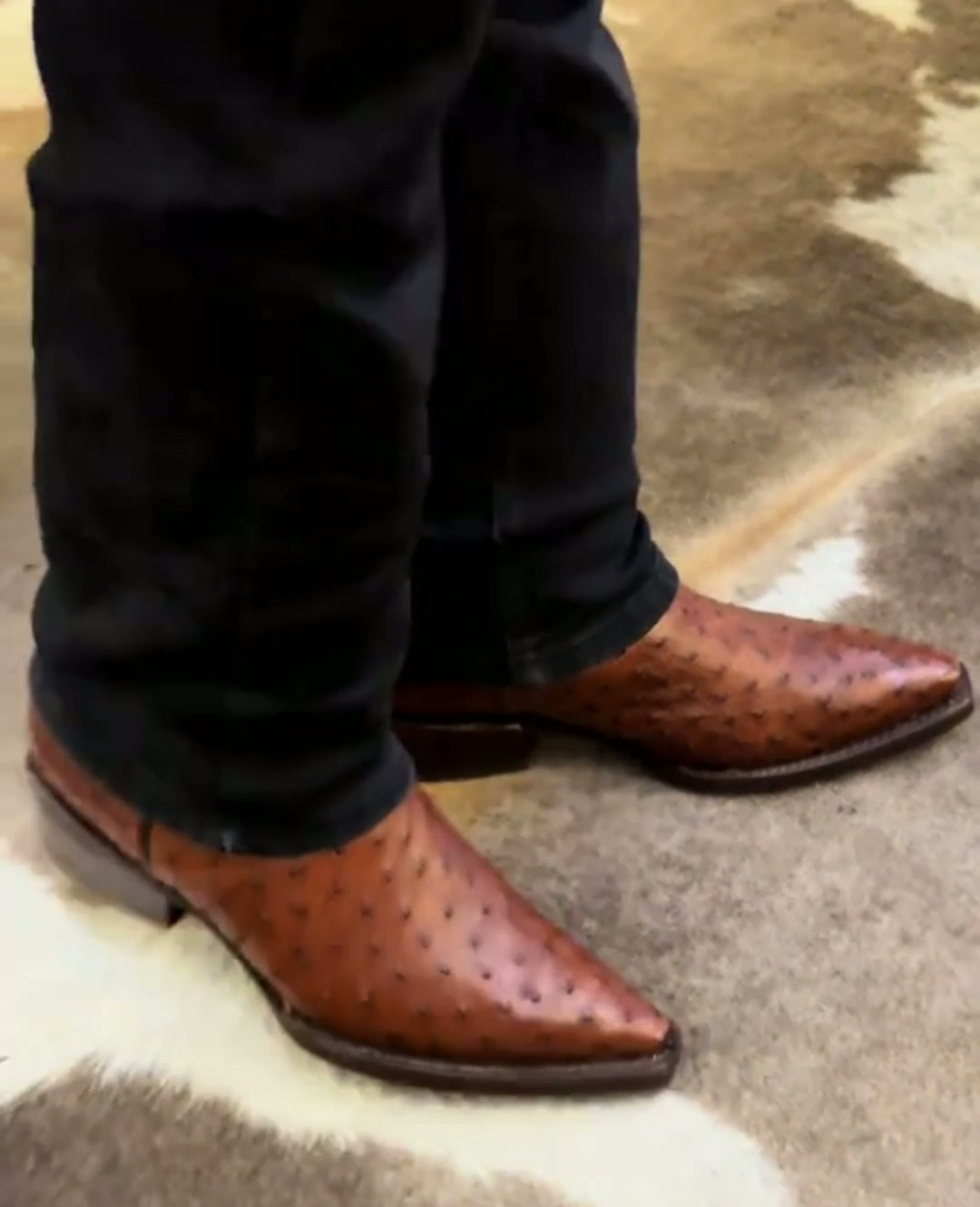 Original Ostrich Skin J-Toe Boots