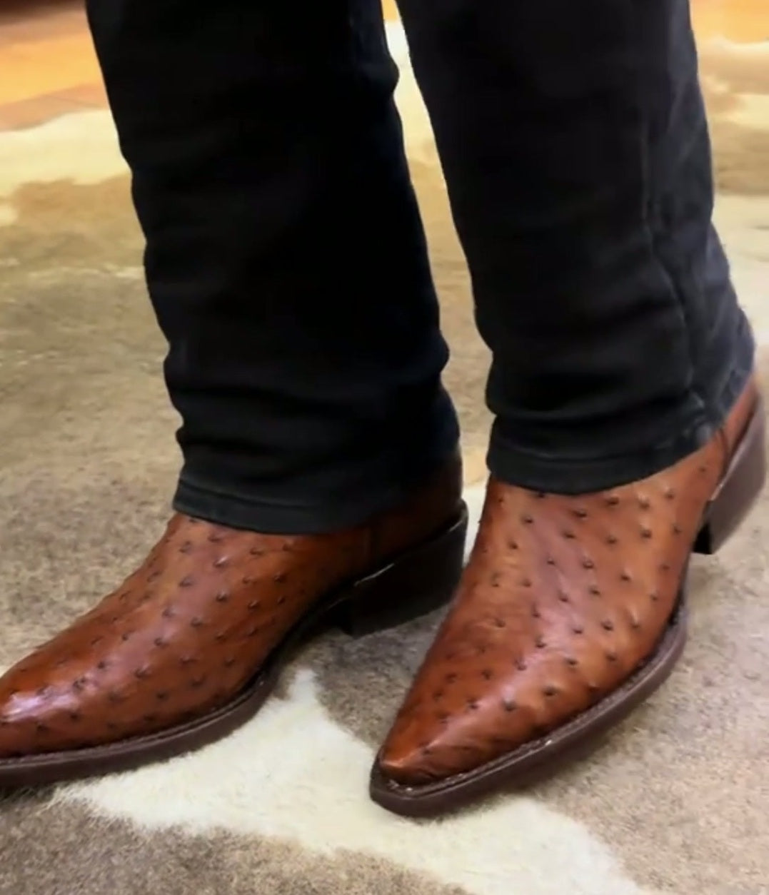 Original Ostrich Skin J-Toe Boots