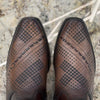 Vintage Polka Dot Mid Calf Leather Boots Brown