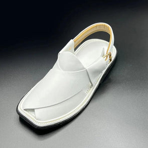 Kaptan plain white leather chappal