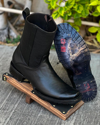 Black Handmade Cowhide Boots