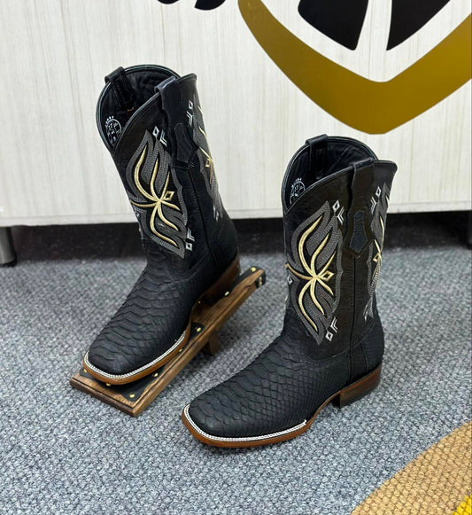 Men's Black Python Cowboy Boots