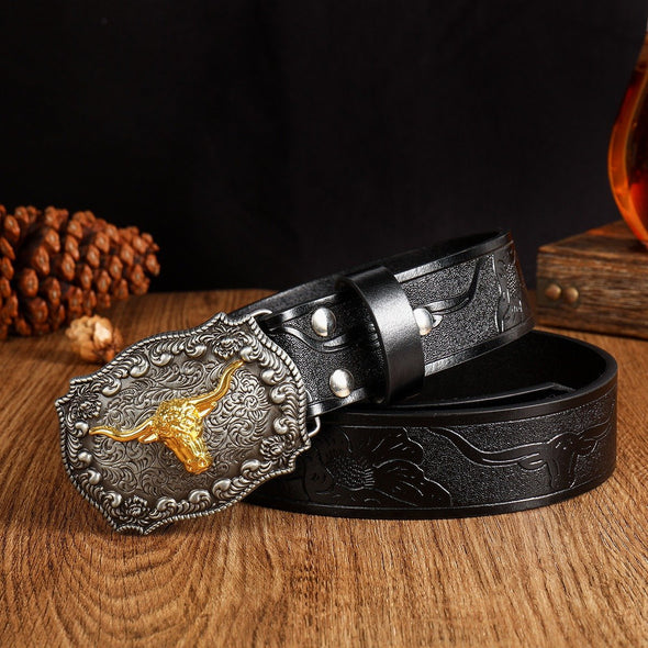 Vintage Carved Cowhide Belt