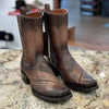 Vintage Polka Dot Mid Calf Leather Boots Brown