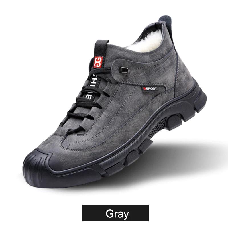 Men's Faux Wool Lining Leather Sneaker