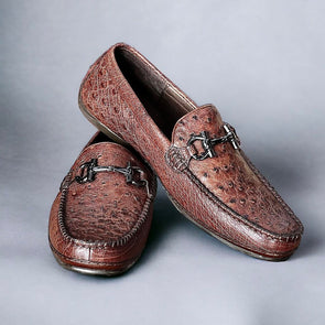 Men's Vintage Textured Crocodile Leather Loafers