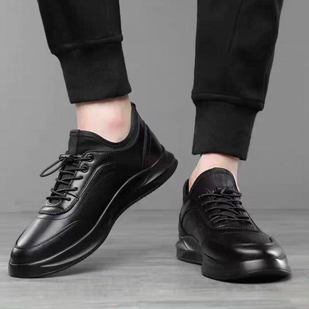 Black plain drawstring lace up sport shoe sneaker