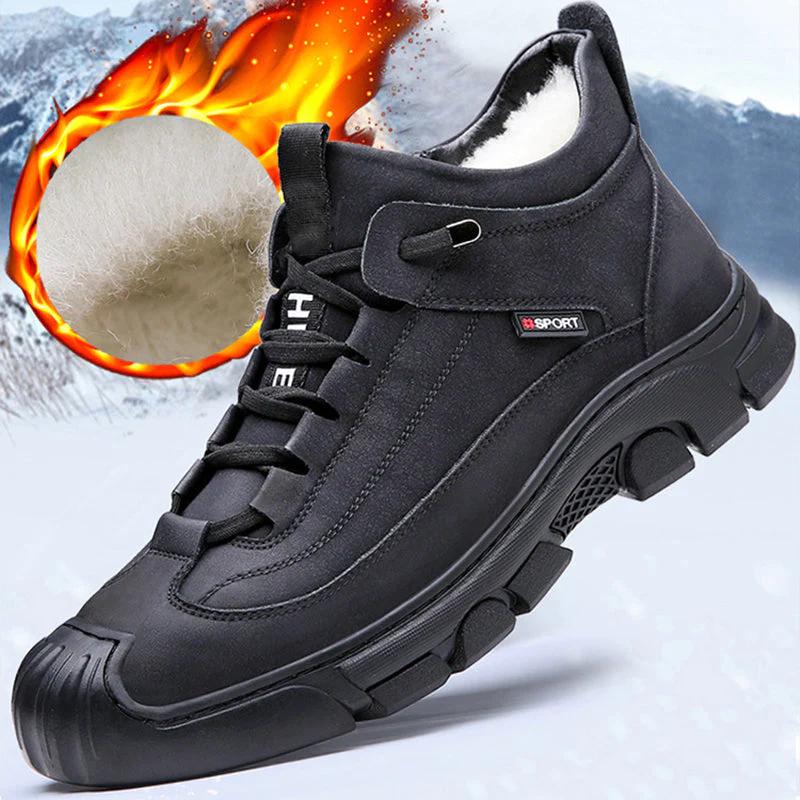 Men's Faux Wool Lining Leather Sneaker