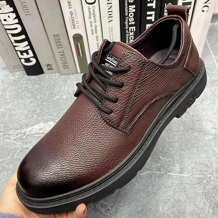 MEN'S BUSINESS SOFT COWHIDE CASUAL DERBY SHOES