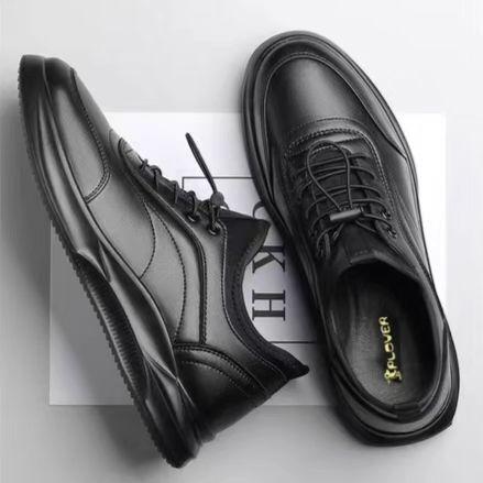 Black plain drawstring lace up sport shoe sneaker
