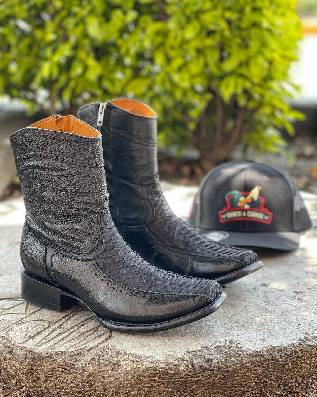 Vintage Square Toe Python Boots