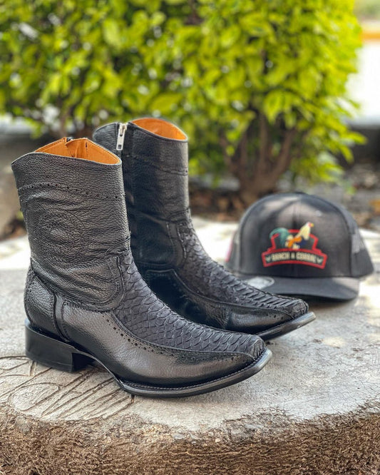 Vintage Square Toe Python Boots