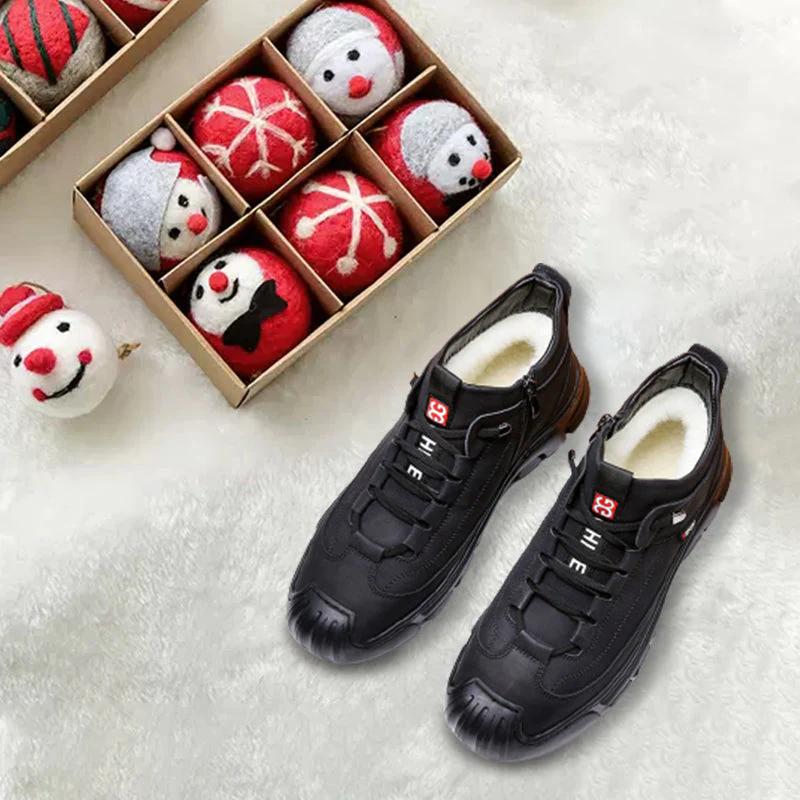 Men's Faux Wool Lining Leather Sneaker