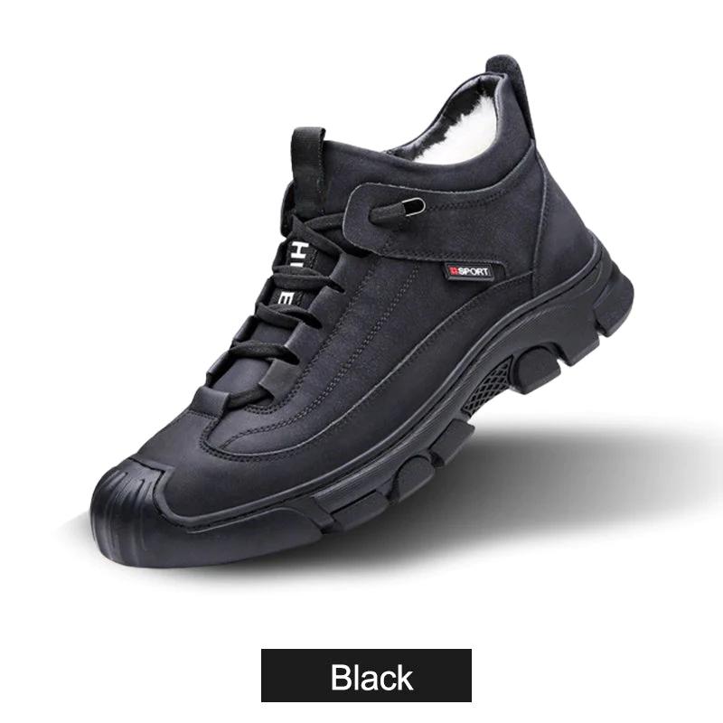 Men's Faux Wool Lining Leather Sneaker