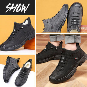 Men's Faux Wool Lining Leather Sneaker