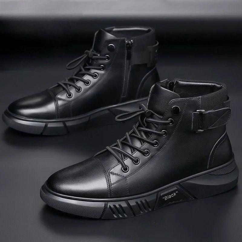 Black PU Leather Casual Shoes