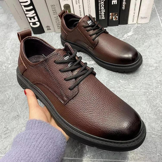 MEN'S BUSINESS SOFT COWHIDE CASUAL DERBY SHOES