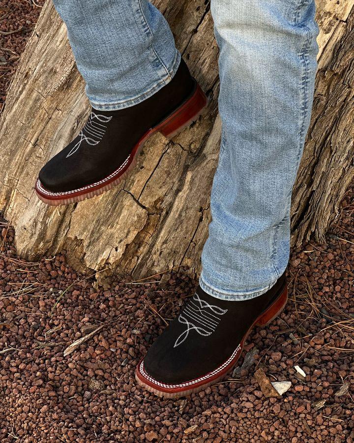 Vintage Embroidered Square Toe Boots
