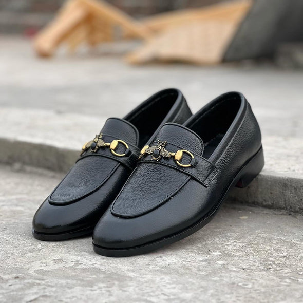 Vintage Textured Cowhide Loafers