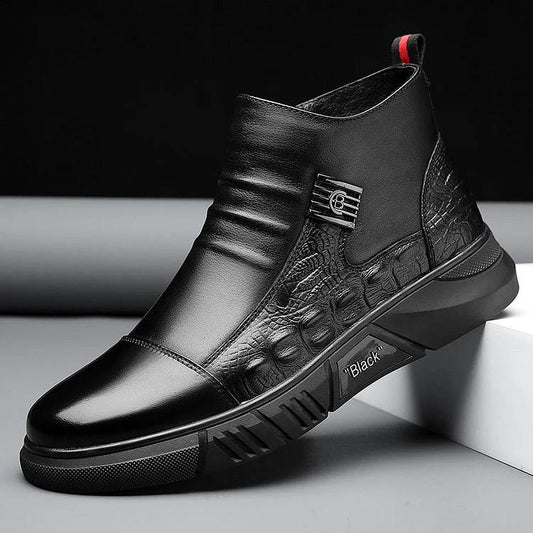 Crocodile Print Leather Martin Boots