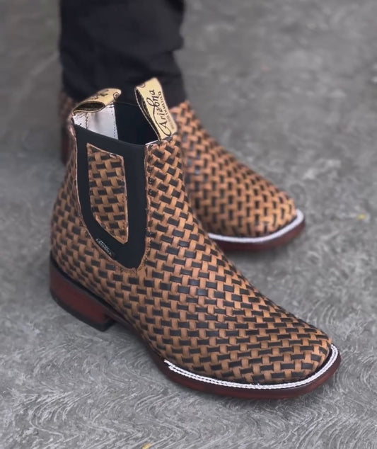 Hand-woven Ankle Boots